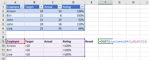 DGET Multi Row Criteria