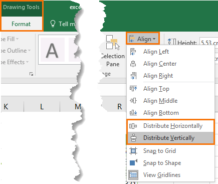 distribute vertically or horizontally