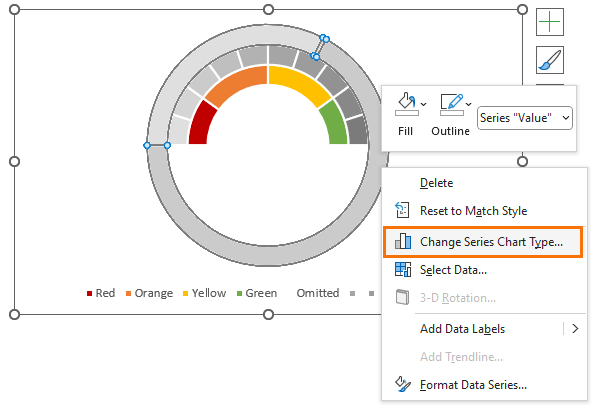 paste data into donut chart