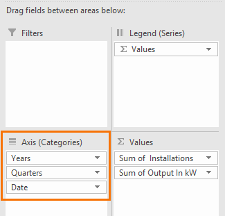 drag fields between areas below