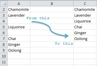 excel extract a list exluding blanks