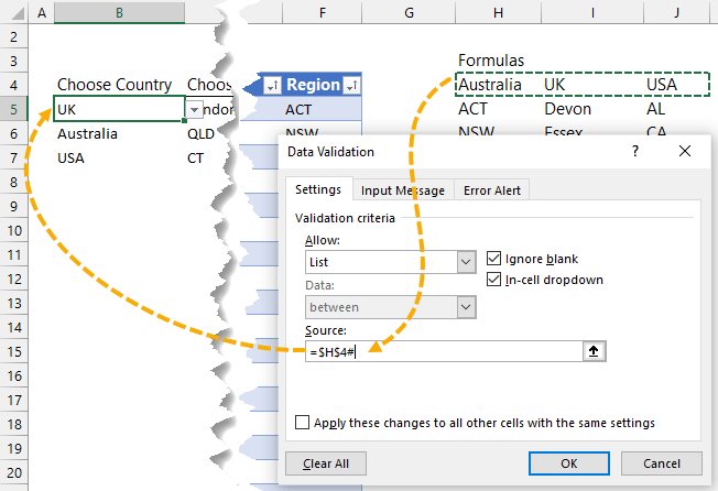 insert data validation list