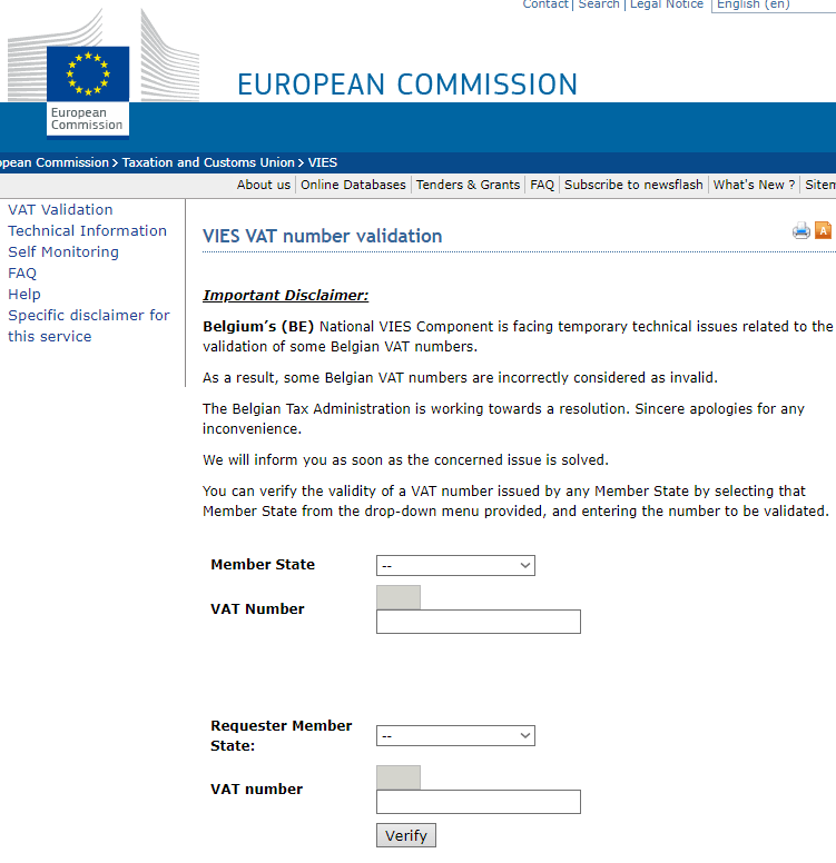 EC TAX Lookup website