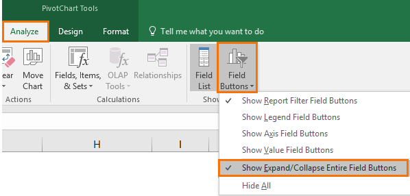 Hide Field Buttons In Pivot Chart