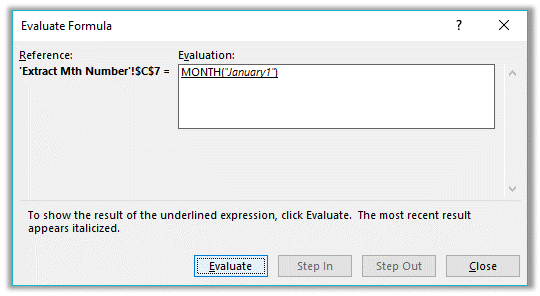 evaluate Month formula