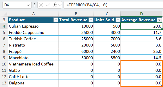 using chatgpt formula in Excel to avoid $DIV/0 error