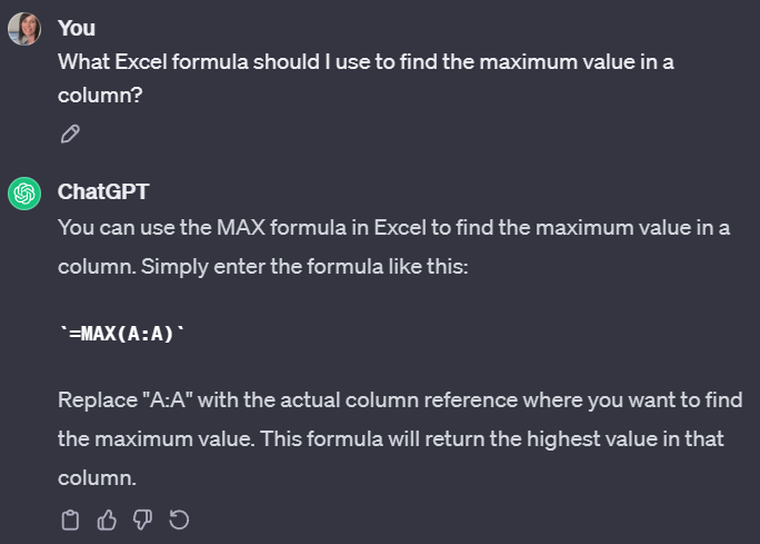 ask chatgpt to find maximum value