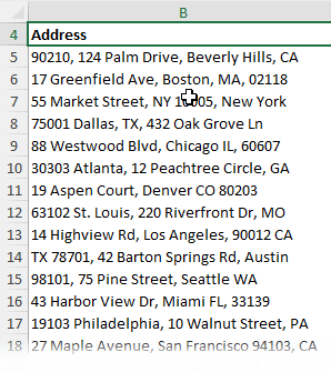 Sample address data