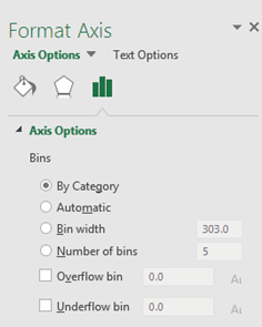 pareto chart options menu