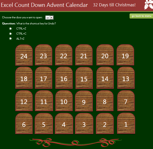 Excel Advent Calendar 2015 • My Online Training Hub