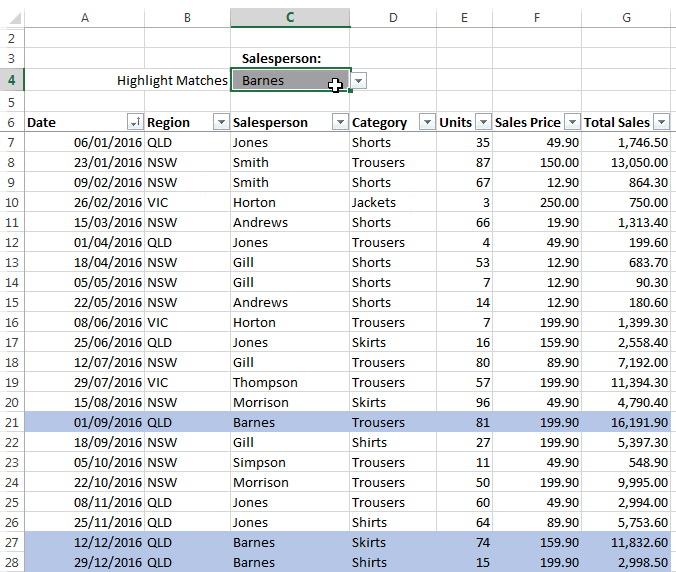 excel conditional formatting matches