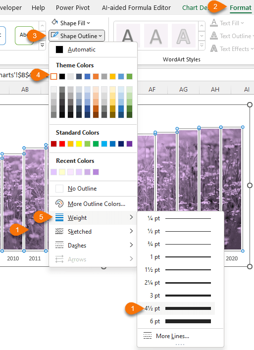 give outline to columns