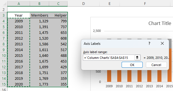edit horizontal category axis labels