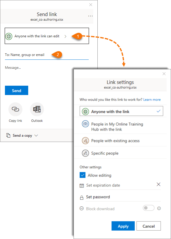 Excel file sharing permissions