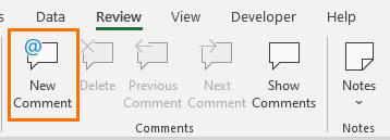 Excel comments