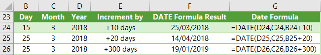 add days to dates with Excel DATE Function