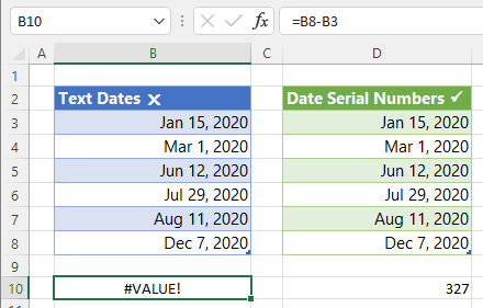 the problem with dates formatted as text
