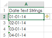 Excel error checking to fix dates formatted as text