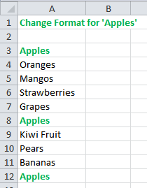 Excel Format Selected Words or Values