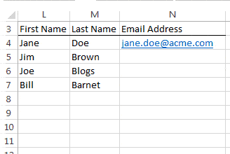 create list of email addresses from names