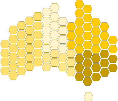 Map of Australia Made from Honeycomb Shapes