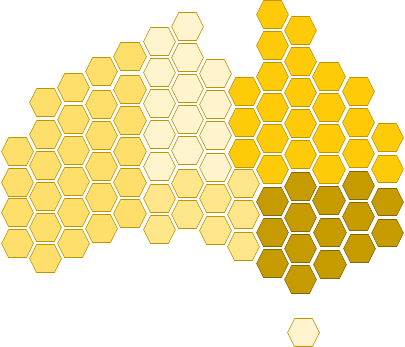 Map of
Australia Made from Honeycomb Shapes