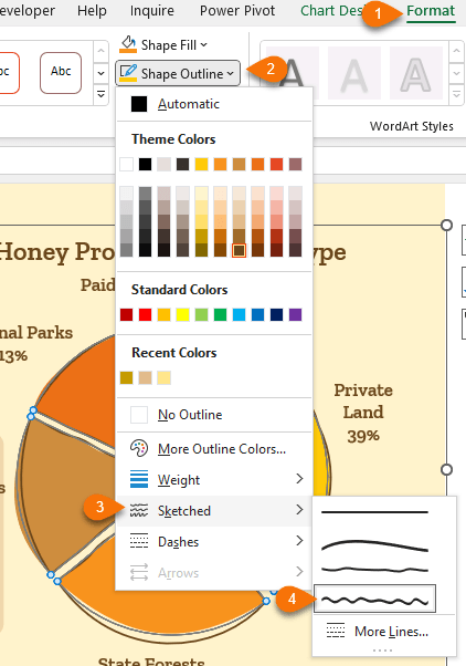 Excel Infographics Hand Drawn Sketch Effect on Shape Outlines