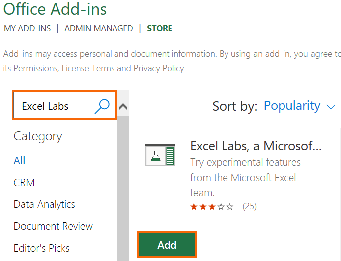 Search for Excel Labs