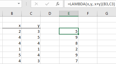 Excel LAMBDA function variables