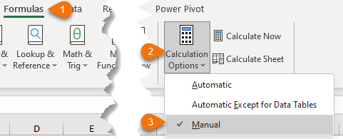 Set excel Calculation Mode to manual