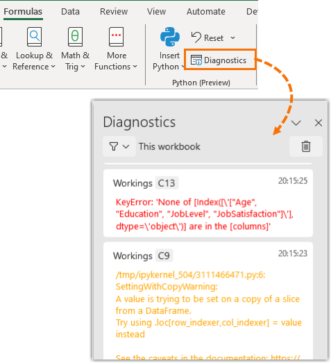 Python diagnostics pane