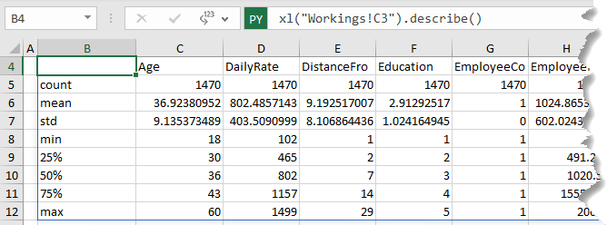 Using XL function to refer to a Dataframe on another Excel Sheet