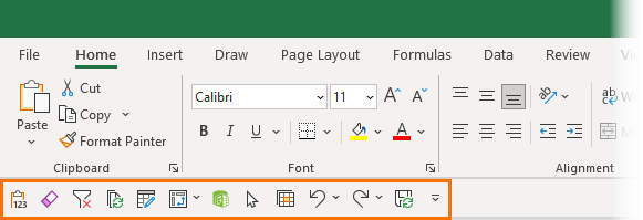 Excel Quick Access Toolbar below ribbon