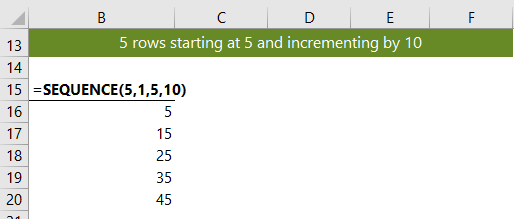 Excel SEQUENCE Function example