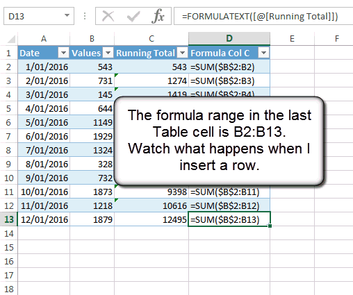 broken running total formula