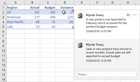 excel for mac comment not showing