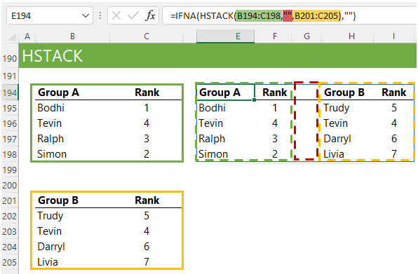 Excel HSTACK