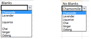 Excel remove blank cells from list