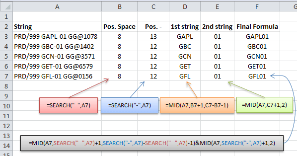Helper columns for working out MID formula