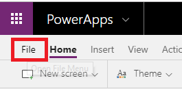 file menu in powerapps