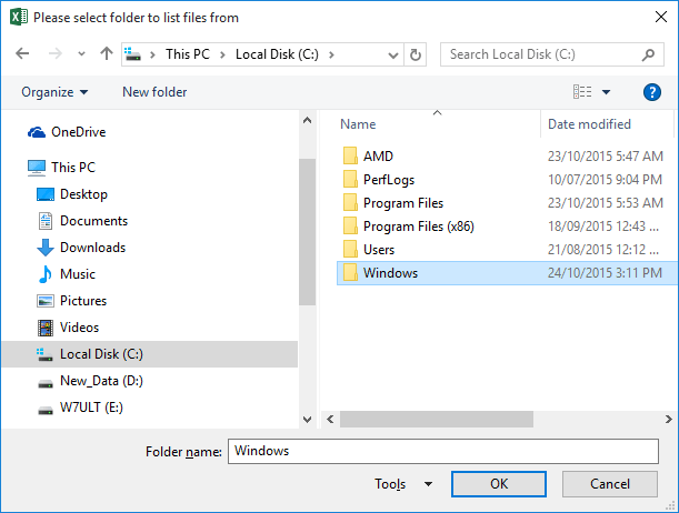 Choose a folder to search