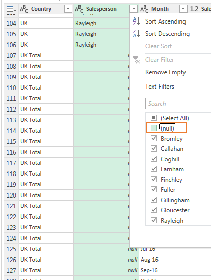 filter data