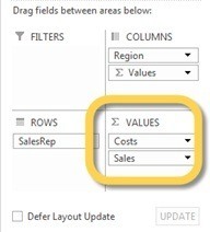 Pivot Table field list