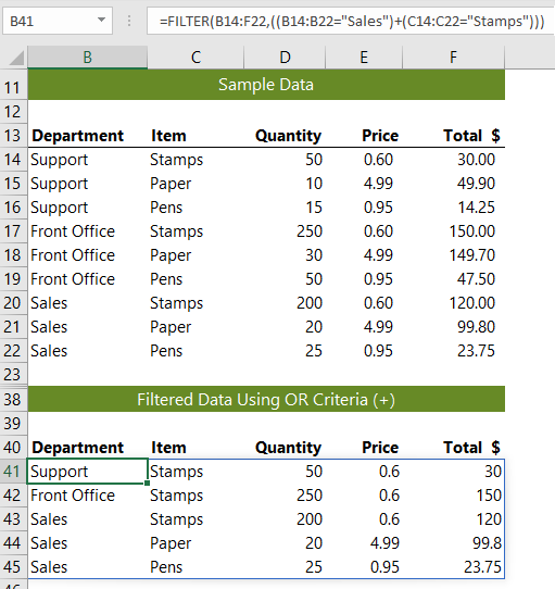filtered data using OR criteria example 1