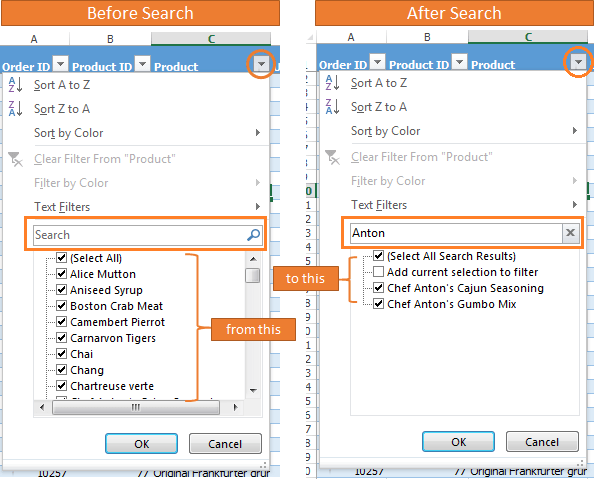 Excel Filter Search