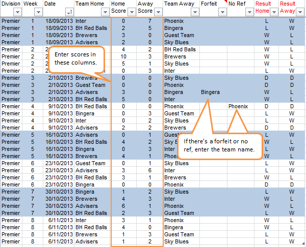 Excel Football Stats Template