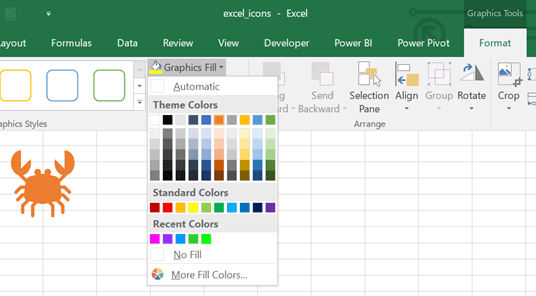 format the icon colour