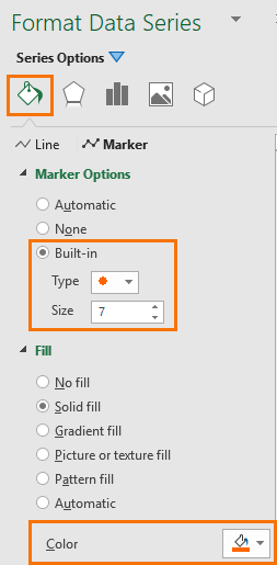 format the dots in a different colour