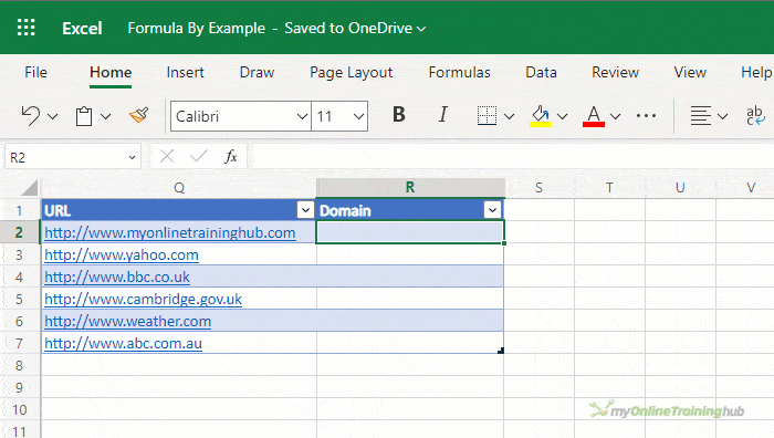 extract web domain using formula by example