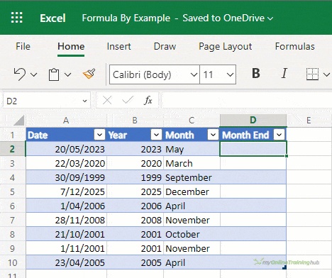 excel formula by example doesn't use EOMONTH function